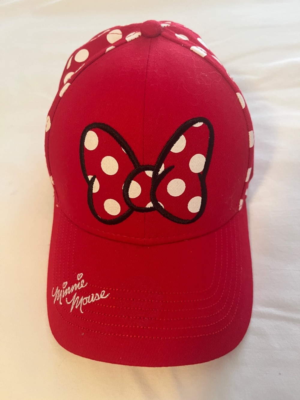 Disney Red Minnie Mouse Polka Dot Bow Baseball Cap
